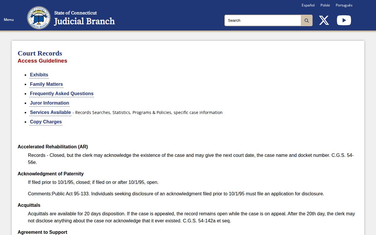 Connecticut court record limits for a Greenwich warrant self-check