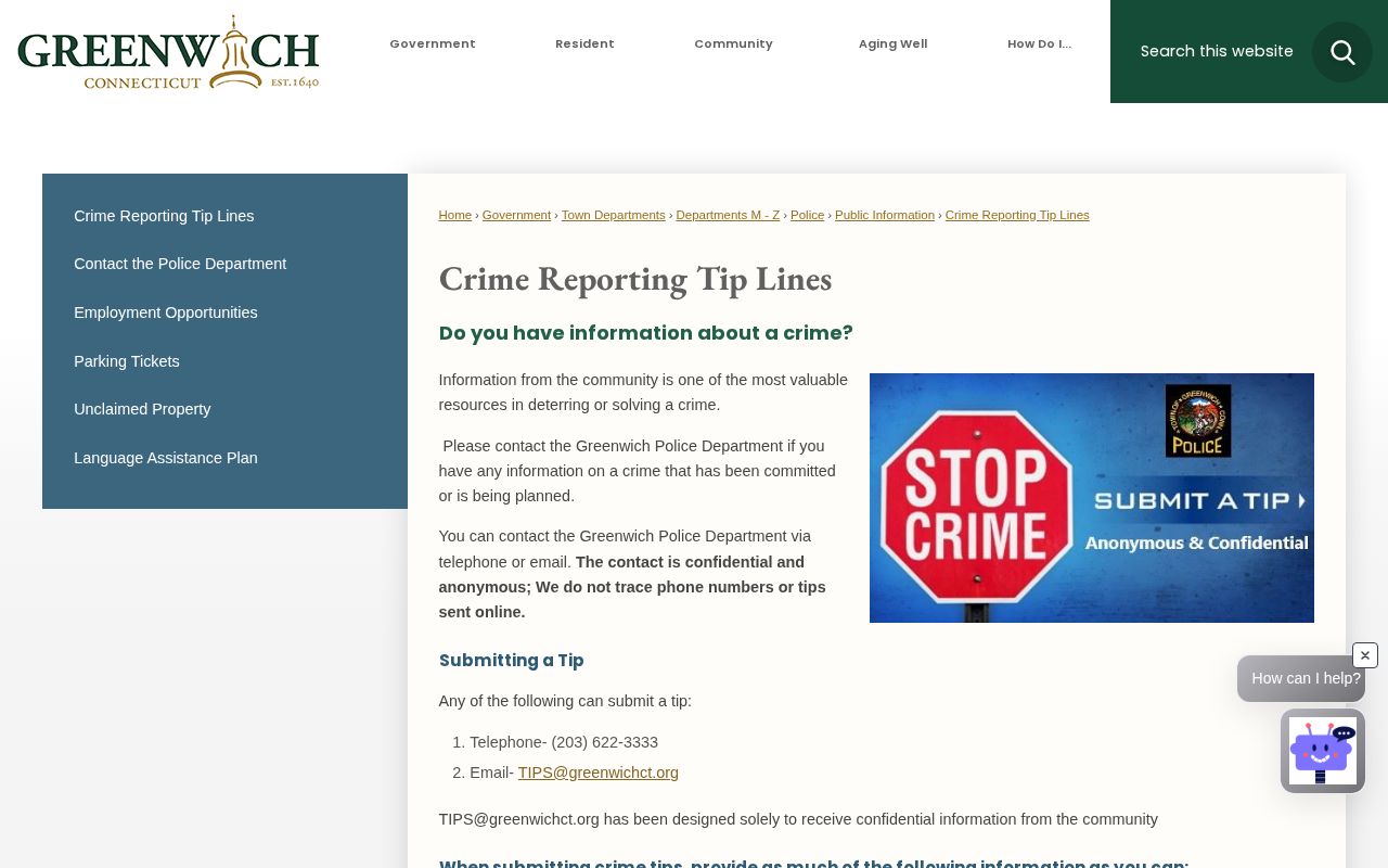 Greenwich Police confidential wanted and warrant tip lines